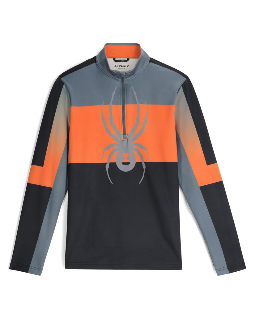 Long-sleeve shirt with gradient design and logo on a white background