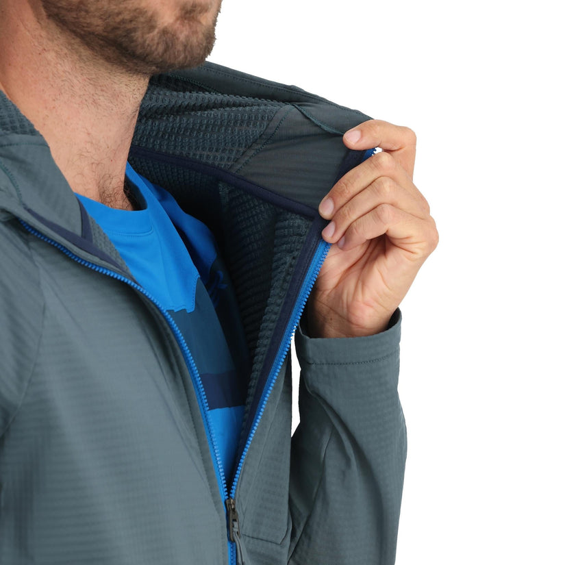 Gridweb Fleece Hoodie - Slate Blue