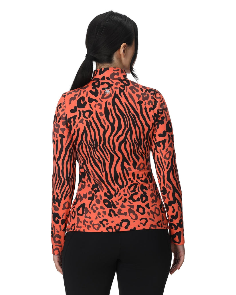 Womens Vivid Half Zip - Animal Print Coral Haze ANIMAL PRINT CORAL HAZE / XS