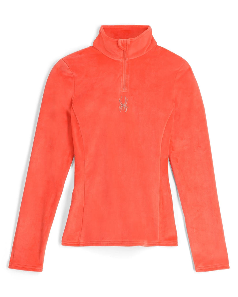 Orange long-sleeve shirt with a brand logo on a white background