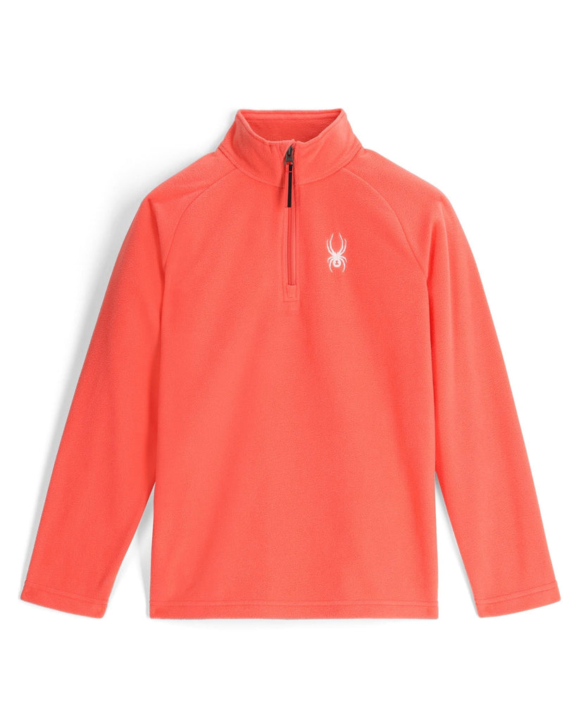 Coral long-sleeve shirt with a logo on a white background