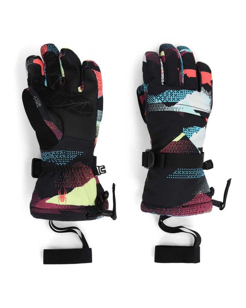 Pair of gloves with colorful pattern on a white background
