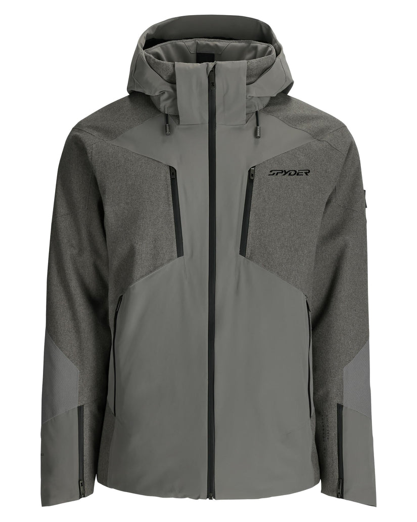 Gray and black jacket with Spyder logo on a white background
