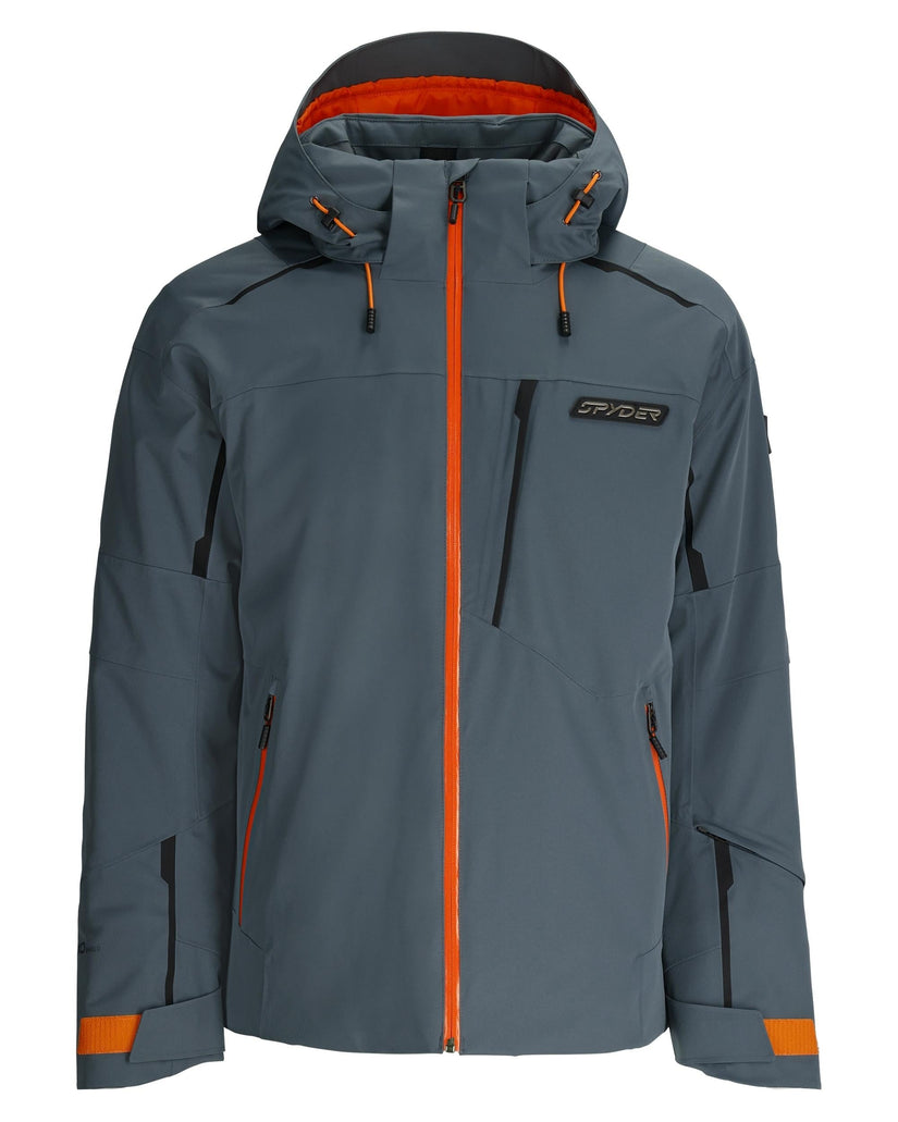 Gray jacket with orange accents on a white background