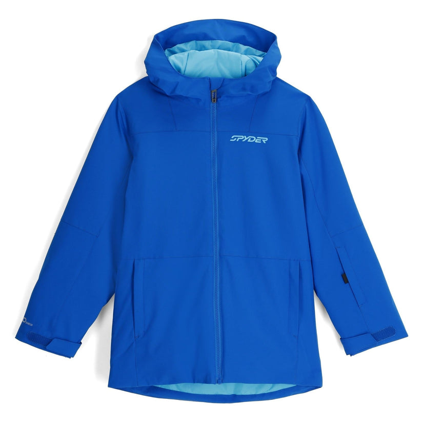 Blue jacket with a hood on a white background