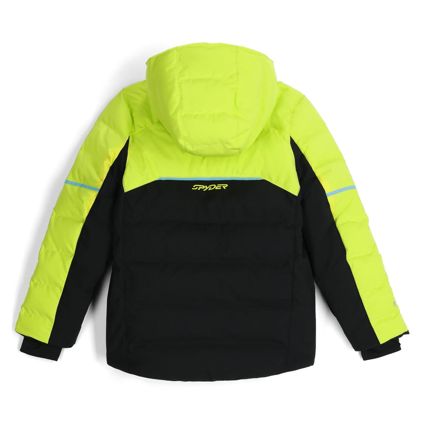 Yellow and black jacket with Spyder logo on a white background