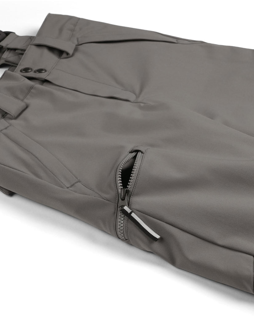 Gray pants with a zipper on a white background
