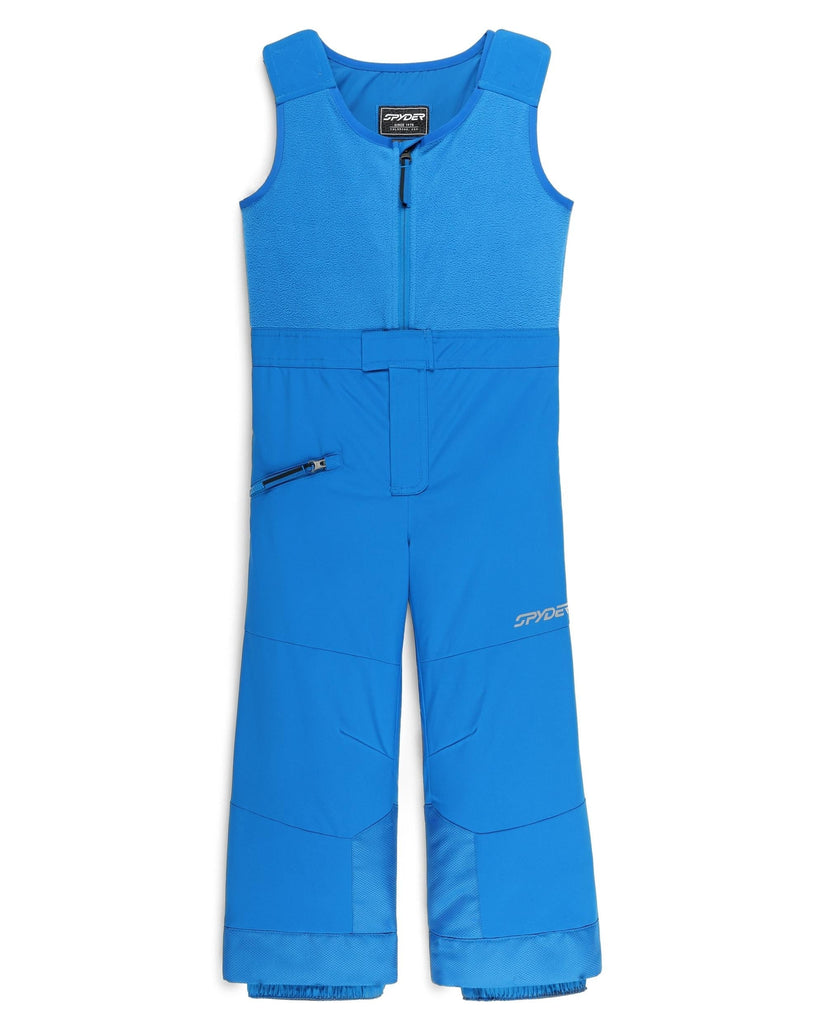 Blue snow pants with a vest on a white background