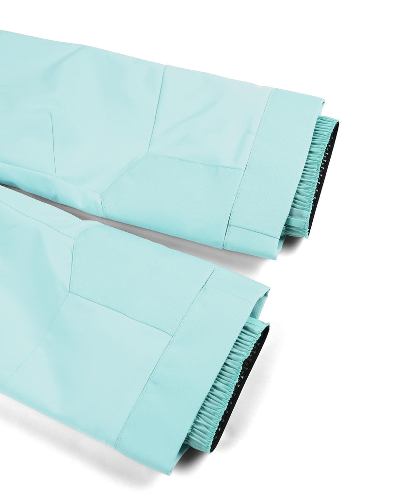 Light blue fabric with pleated texture on a white background