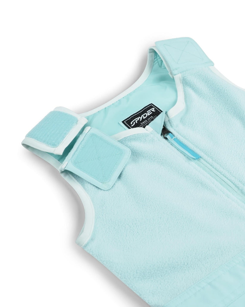 Light blue sleeveless top with a brand label on a white background