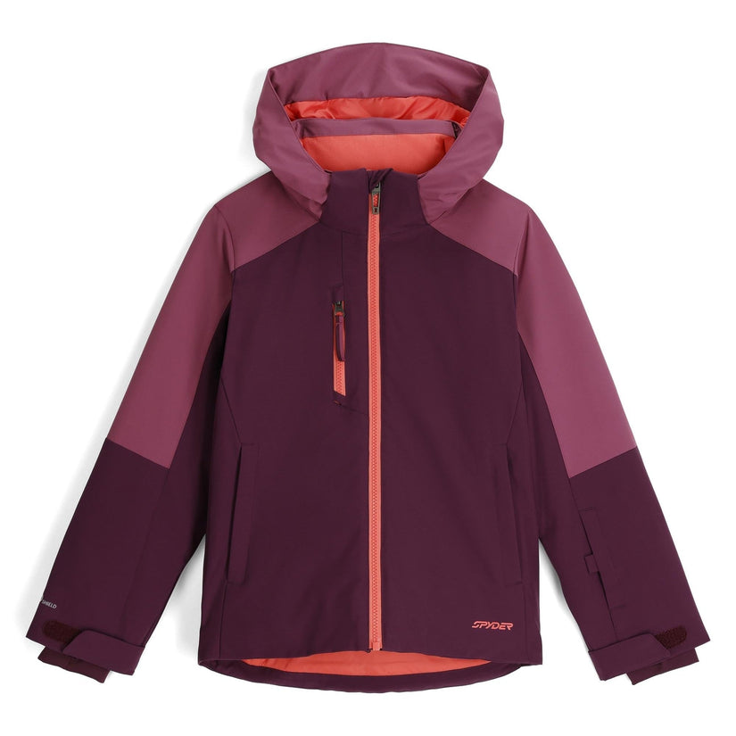 Purple and orange jacket with a hood on a white background