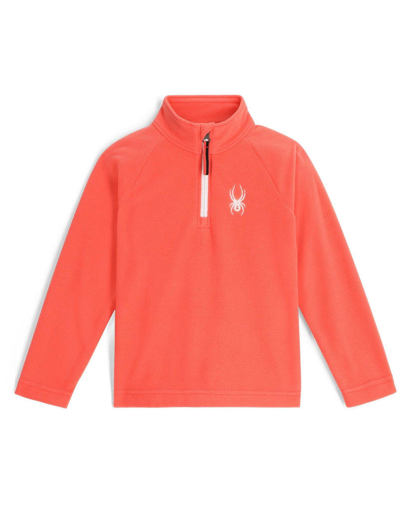 Coral long-sleeve shirt with a logo on a white background